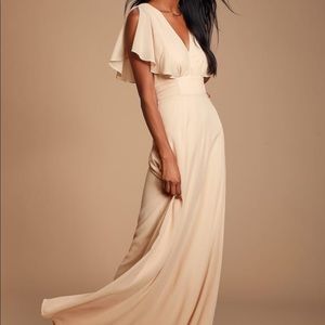 Dearly Loved Cream Flutter Sleeve Maxi Dress